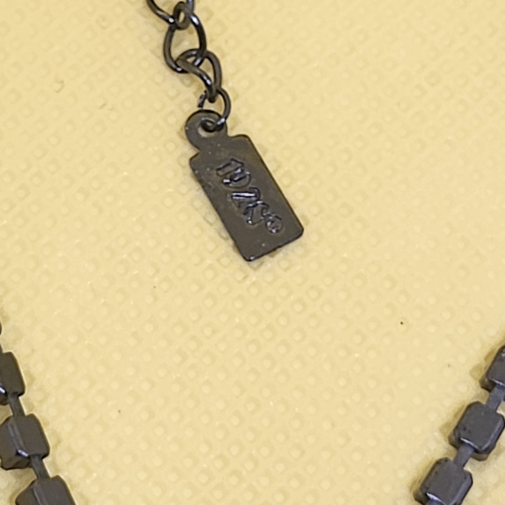 Black Metal Necklace with Tag